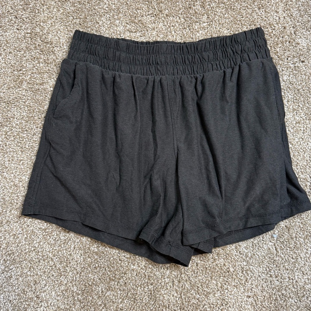 Athletic Works Black Elastic-Waist Athletic Shorts